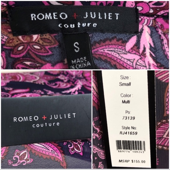 •ROMEO & JULIET• Long Sleeve Paisley Print Boho Blouse Size Small - Picture 6 of 7